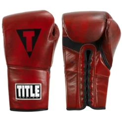 TITLE Boxing Blood Red Headgear and Sparring Gloves Bundle