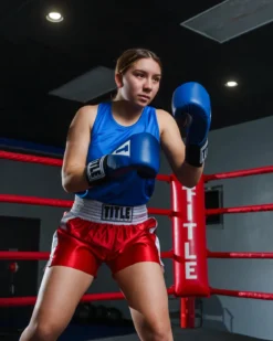 TITLE Boxing Professional Women’s Satin Striped Boxing Trunks