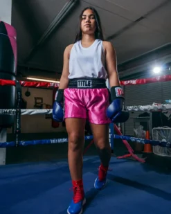 TITLE Boxing Professional Women’s Satin Striped Boxing Trunks