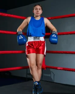 TITLE Boxing Professional Women’s Satin Striped Boxing Trunks