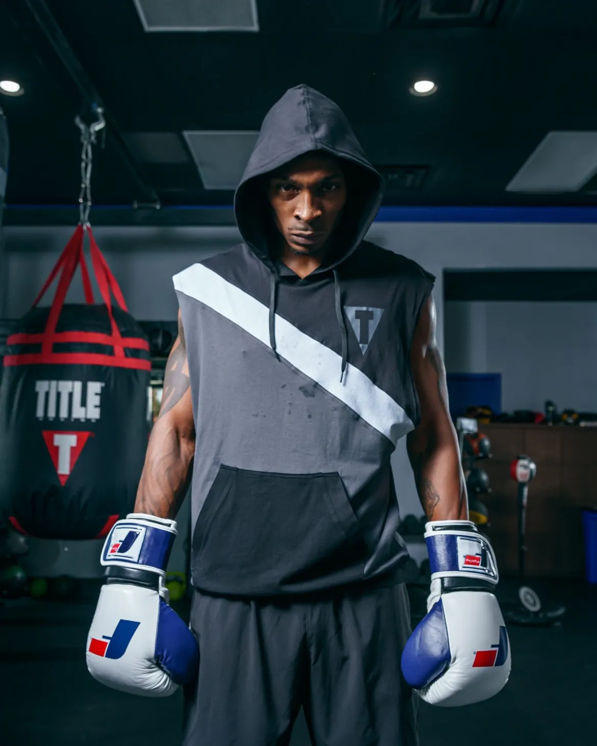 TITLE Boxing Split Combat Sleeveless Hoodie