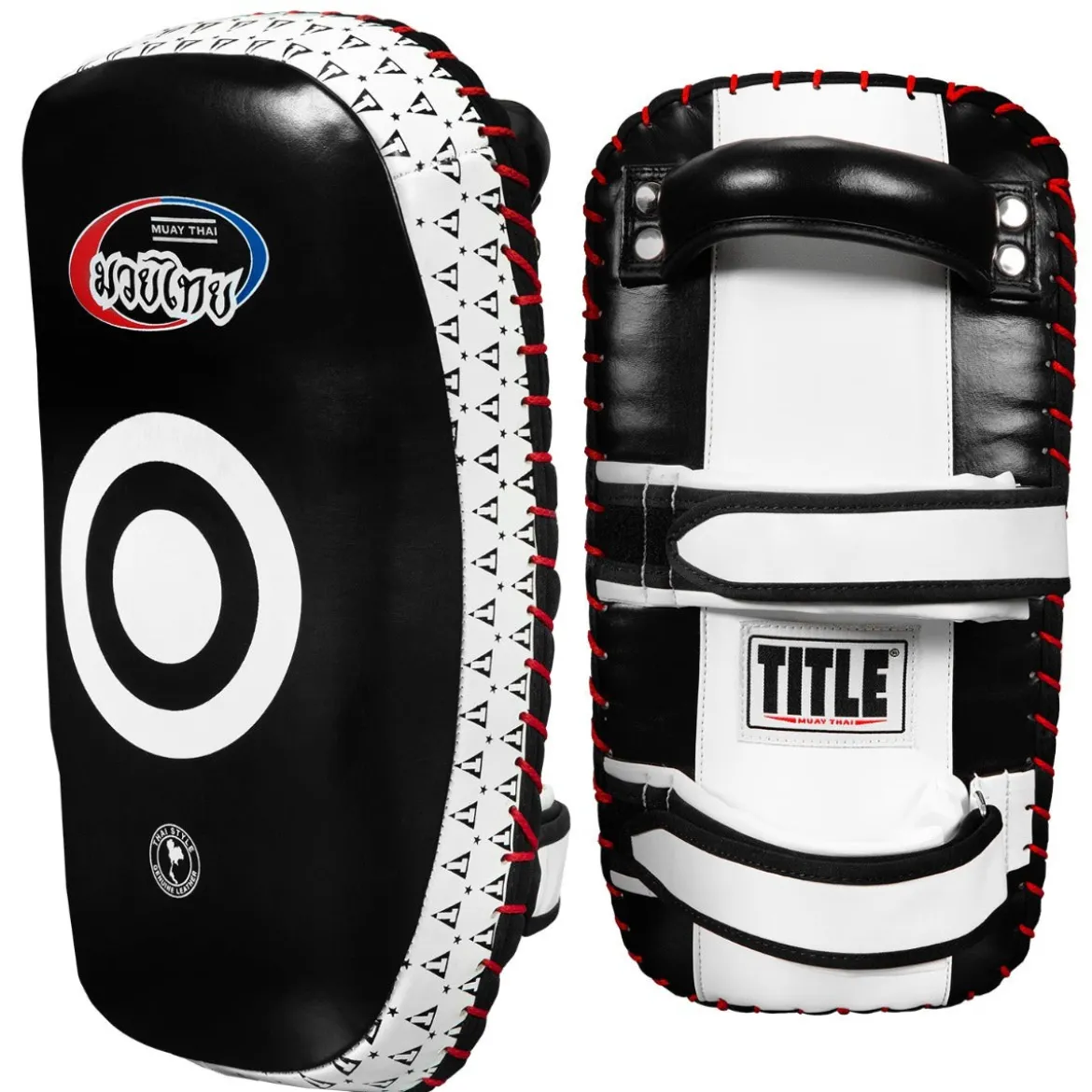 TITLE Muay Thai Leather Contoured Thai Pads